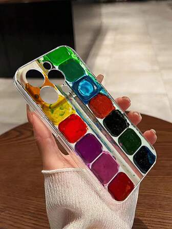 Graffiti Paint Box Printed Precision Hole Transparent Colorful Protective Phone Case, Compatible With IPhone 16/11/16pro/16plus/16promax/16e/15Promax/13/14/12/XS/XR/7G/8P, Compatible With Samsung Galaxy 11/12Pro/12/12X/13Pro/14Pro/15Pro/X3pro/, Compatible With Redmi 10/9/Note9/12c/Note11pro/Note8Pro/9C/9a, Anti-Drop Phone Protective Case Waterproof Shockproof Scratch Resistant