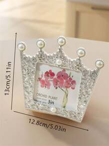 1 pieza Marco con forma de corona, Marco de plástico para fotos con perlas y rhinestone de 3 pulgadas, 6 pulgadas o 7 pulgadas (el papel fotográfico se envía aleatoriamente)