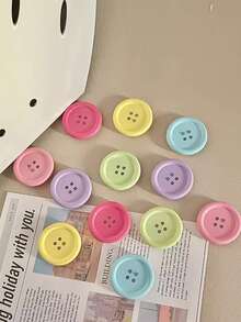 Cute Macaron Candy Color Button Fridge Magnets Set, Photo Wall Memo Board Magnets, Refrigerator Magnetic Stickers, Home Decor - Multicolor - View 3
