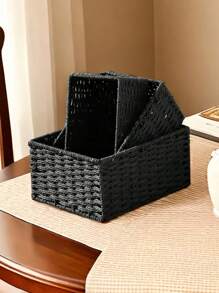 1pc/3pcs Storage Baskets, Entrance Table Desktop Organizer Box For Snacks, Cosmetics, Home Vintage Woven Baskets