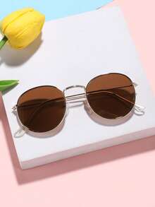 1 PC Teen 14-16Y Metal Round Frame Fashion Gold Eyeglasses For Holiday Outing, Costume Matching - Multicolor - View 8