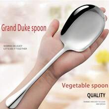 Durable Serving Spoon, Stainless Steel Square Head Large Size Soup Porridge Rice Scoop For Sweet And Savory Dishes