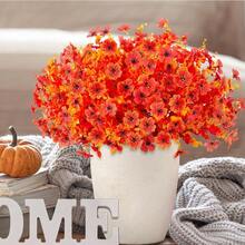 12 Bundles Artificial Flowers Combo Pack For Home Garden Decoration, Mix Of Pink Red Purple Yellow Faux Flower Daisy Eucalyptus Fake Plants Greenery Boxwood Porch Patio - F Blue - View 8