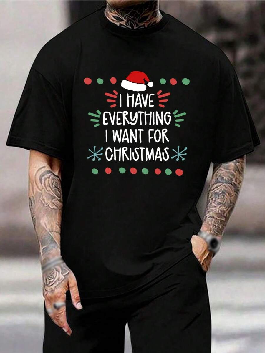 Camisetas de Navidad para Parejas a Juego | 'Lo Tengo Todo' 'Soy Yo, Lo Tengo Todo' | Camisetas Navideñas para Parejas | Pijamas Navideños para Él y Ella | Ropa de Dormir Navideña para Parejas - Negro - Ver 1