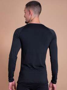 Men's Thermal Shirt UV Protection 50+ Second Skin T-Shirt Cold Mesh Blouse Gym Long Sleeve F7 NEW STYLE - 黑色 - 查看 3