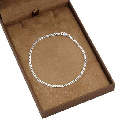 Pulseira masculina Prata 925 Banhado 18CM Grumet Fina 2mm Laminada