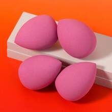 4/16pcs Ultra Soft Makeup Sponges - Professional Beauty Eggs For Foundation, Powder, BB Cream - Water-Drop Design, Unscented, Polyurethane Material - Burgundy - View 2