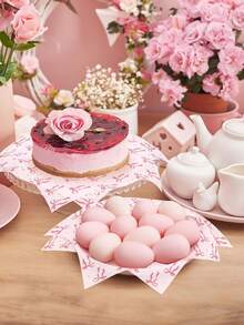 50/100pcs Pink Bowknot Food Wrapping Paper, Grease-Proof Baking Paper For Burgers, Sandwiches, Fried Foods, French Fries And Snack Trays, Suitable For Cooked Foods, Oily Foods, Classic Bread, Weddings, Parties, Holidays And Outdoor Picnics (Butterfly Print Placement May Vary Per Batch)