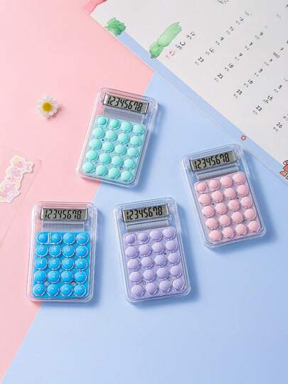 1 pieza Calculadora portátil de mano silenciosa, pantalla de 8 dígitos, color caramelo, para estudiantes/oficina/útiles escolares