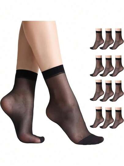 10/20/30 Pairs Summer Ultra Thin Short Silk Stockings, Anti-Snag, Crystal Clear Sheer Socks, Seamless, Thin Style For Spring, Summer, Autumn Christmas Gift