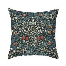 18x18 Inch William Morris Style Strawberry Floral Throw Pillow Cover, Single-Sided Printed Zippered Cushion Cover For Home, Office Decor, Without Insert