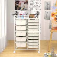 15-Drawer Rolling Storage Cart Mobile Cart With Colorful Drawers & Metal Frame - trắng - Xem 5