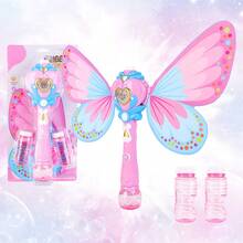 Musical Light Up Butterfly Fairy Stick Bubble Machine Toy Pink - Pink - View 3