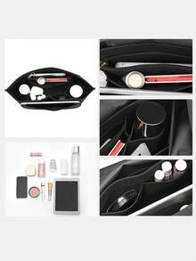 Le Pliage 毛毡内衬袋，多口袋毛毡袋，旅行便携内衬袋，带拉链，适合存放学习用品 - 黑色 - 查看 4