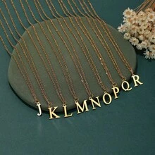 Initial Letter Necklace Stainless Steel Gold + Velvet Bag Cute Pendant Delicate Gift - U - Xem 7
