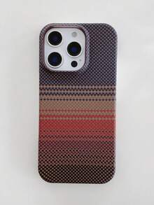 Striped Embossed Glow In The Dark Sundown Gray Plaid Phone Case Waterproof Shockproof Anti-Fall Scratch Resistant - Multicolor - View 1