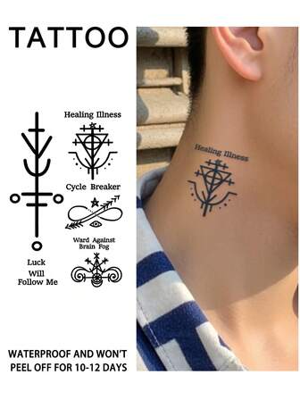 1Pc Tattoo Fake Viking Temporary Tattoos Semi Permanent Tattoo Geometric Waterproof Sweatproof Last For 1-2 Weeks Realistic Herbal Juice Anti-Friction Non-Reflective Black For Woman And Men Tattoo Stickers For Arm, Chest, Leg, Abdomen, Waist, Finger, Neck, Spine, Modernist Body Art