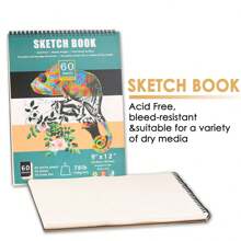 2pcs 9*12inch 3-Color Sketch Books, Blank Drawing Sketchbook, Wire-Bound Sketch Pad, Back To School,School Supplies
