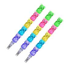 5 合 1 可堆叠熊形自动铅笔套装，彩色 HB 塑料铅笔，适合派对、学校用品、开学奖励，无需削尖 - 彩色 - 查看 8