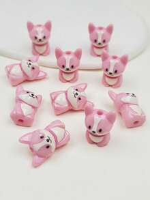 10pcs Cute Colorful Dog/Corgi Beads, DIY Jewelry Making & Decorative Beads For Earrings, Bracelets, Necklaces, Keychains, Phone Chains - Puppy Beads - View 8