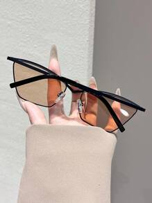1 Paar Damen Metallrahmen Modebrille, modischer Strandaccessoire Preppy Stil für Schulanfang Katzenauge Form