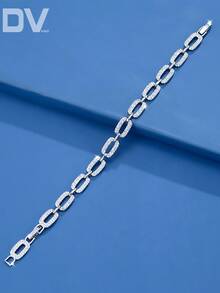 DV JEWELRY 1 件奢华女士镀白金锆石手链，优雅珠宝，适合约会、婚礼、派对、周年纪念