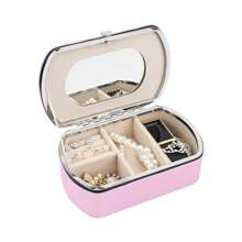 Friendly Travel Jewelry Box With Mirror - Scratch-Resistant PU Leather Jewelry Organizer For Earrings, Rings, Necklaces - Compact Lightweight Storage Case Perfect Gift For Women, Moms & Girls