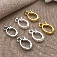 2/4/6pcs Real 18K Gold Plated Brass Oval Jewelry Clasp Buckle Spring With Ring Connectors Snap Clip Clasps For Jewelry Making DIY Crafts Findings - Multicolor - View 4