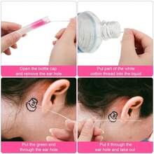 180 Pcs Earrings Hole Cleaner, Piercing Cleaner Floss, Rose Fragrance Odor Removal Ear Care, Piercing Floss Disposable Aftercare Cleaning Tool(Brown) - 粉紅色,藍色,紫色 - 查看 5