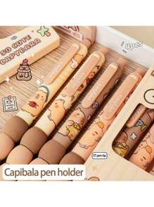 4pcs Gift Set Hippo Shaped Erasable Crystal Point Ballpoint Pen, 0.5mm Fine Tip, Soft Grip, Blue Ink - Daily Office, Christmas, Halloween Gift