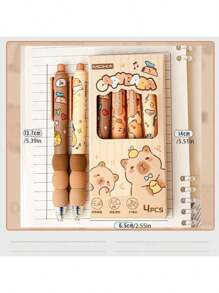 4pcs Gift Set Hippo Shaped Erasable Crystal Point Ballpoint Pen, 0.5mm Fine Tip, Soft Grip, Blue Ink - Daily Office, Christmas, Halloween Gift