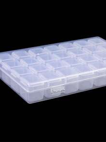 1pc Transparent Storage Box, 28 Grids DIY Diamond Painting Box, Jewelry Storage Box, Plastic False Nail Storage Box, Rhinestone Bead Storage Box, Manicure Supplies, Manicure Tools, Manicure Art Tools, Back To School, Manicure, Manicure Tools (Suitable For Press-On Nails) - Clear - View 5
