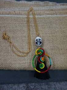Colar de esqueleto colorido vintage feito à mão com arco-íris, joia elegante e clássica, lembrança, presente ideal para o Dia dos Namorados, aniversário