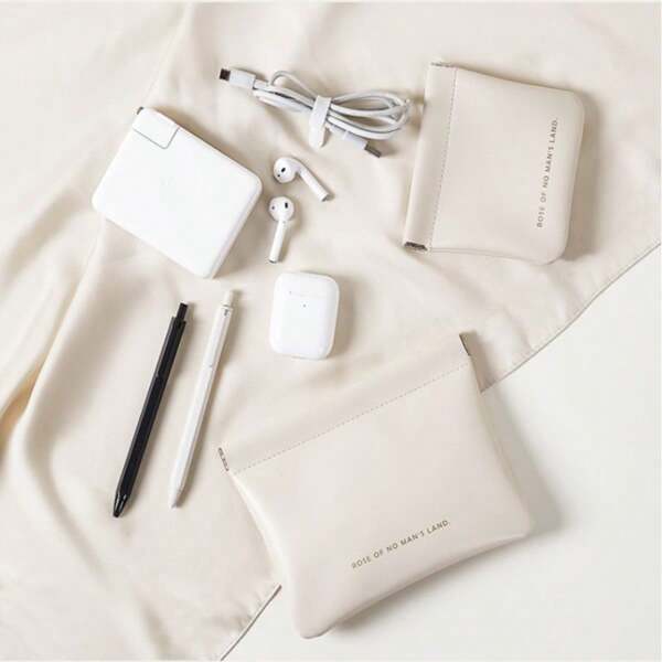 1pc/2pcs Mini Portable Storage Pouch, Auto Open-Close Snap Clasp Travel Outdoor Wallet For Coins, Earphones, Tissues, Sanitary Pads, Makeup Items