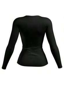 KIT 4 Women's Second Skin Shirt UV+50 Sun Protection Long Thermal T-Shirt Winter And Summer Fashion GJR Modas - 黑色 - 查看 3