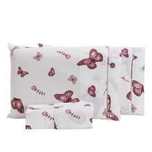 Single Sheet Set With 2 Pieces Printed Cotton Fabric With Elastic All Around And Pillowcase In Matchstick Stitch - Granate - Ver 2