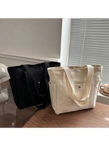 1pc Large Capacity Tote Canvas Bag - Suitable For Both Work And Leisure, This Stylish Shoulder Bag Can Be Used As A Large Beach Bag, A Book Tote, A Clinical Bag, A Nurse's Tote Bag, Or A Handleable Laundry Tote Bag. In Other Words, It Is A Practical Bag For Every Woman In The Sun. When You Are Handling Errands, Work, Or General Life, This Durable Handbag Will Be Your Reliable Companion And Is Also Very Easy To Clean.