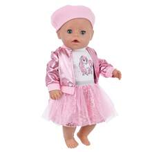 16-18 英寸婴儿娃娃粉色夹克服装套装，多件套春秋公主裙套装，包括夹克、薄纱裙、上衣、帽子 - 彩色 - 查看 5
