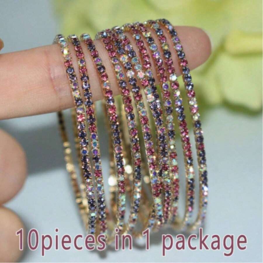 Delicado brazalete elástico pequeño con cristal, brazalete de strass multicolor para parejas de hombres y mujeres
