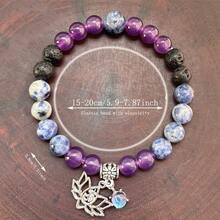 1 pieza Pulsera con cuentas chakra con piedras naturales, para mantener el equilibrio espiritual y energético, con dije de loto, pulsera de yoga, joya como regalo para hombres y mujeres - Pulsera - Ver 5