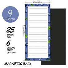 9 Pack Magnetic Notepads For Refrigerator, Fruit Design Magnetic Grocery List Pad For Fridge, Full Magnet Back Shopping Lists, 25 Sheets Per Note Pads - Multicolor - View 2