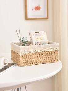 1 Stück gewebter Desktop Aufbewahrungskorb für Snacks, Kosmetik, Spielzeug, etc. Haushalts Vliesstoff Mehrzweck Organizer für Kaffeetisch oder Schlüsselkorb