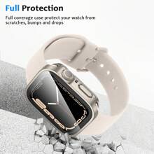 Apple Watch Case Cover, Apple Watch Screen Protector, 2 In 1 Apple Watch Case, 1pc 2 In 1 Case Compatible With Apple Watch Series 4 5 6 7 8 9 10 SE SE2 Ultra With Built-In Screen Protector, Straight Edge Hard PC Full Body Protective Cover For Apple Watch 40/41/42/44/45/46mm