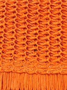 Summer New Style Hand-Grab Straw Bag Envelope Clutch Bag Tassel - Orange - View 5