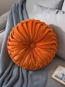 1pc Round Pleated Pumpkin Throw Pillows,Classy Accent Pumpkin Cushion With Center Button,Soft Velvet Pillow For Sofa,Living Room,Luxury Room Decor With Center Button,For Home Decoration,Sofa,Couch,And Chair Bed Decoration - Multicolor - View 26