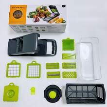 16-In-1 Vegetable Chopper With Container - Multi-Functional Kitchen Cutter For Onions, Fruits And Vegetables, Durable Plastic Food Slicer With Lock, Portable Design And Easy Clean Blades, For Prep, Slicing, Shredding, Vegetable Cutting And Chopping, Simple Kitchen Tool, Easy To Clean - Grey - View 11