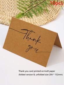 10pcs Kraft Paper/White Card Printed Golden Thank You Cards, Folding Greeting Cards, Kraft Paper Envelopes, Seal Stickers, Multiple Styles And Colors Available,Christmas - Multicolor - View 5