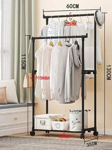 Perchero metálico multifuncional de doble capa y de una sola capa: diseño moderno, ahorra espacio, adecuado para la entrada, el dormitorio o la oficina. - Negro - Ver 4