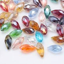 约95颗5*8毫米水滴形玻璃珠，彩色镀AB彩DIY饰品吊坠，适用于手工配件、鞋子、包包、发饰、节日礼物、生日礼物等。 - 5*8mm橫孔水滴 - 查看 9