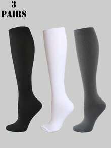3Pairs Copper Compression Socks For Women And Men Circulation Support For Running, Nursing, Athletic, Fall - Multicolor - View 24